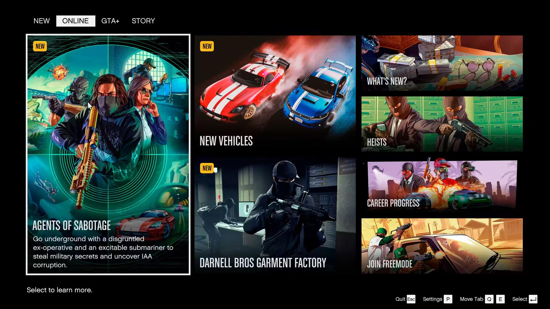 Refreshed Landing Page Refreshed Landing Page in GTAV Enhanced